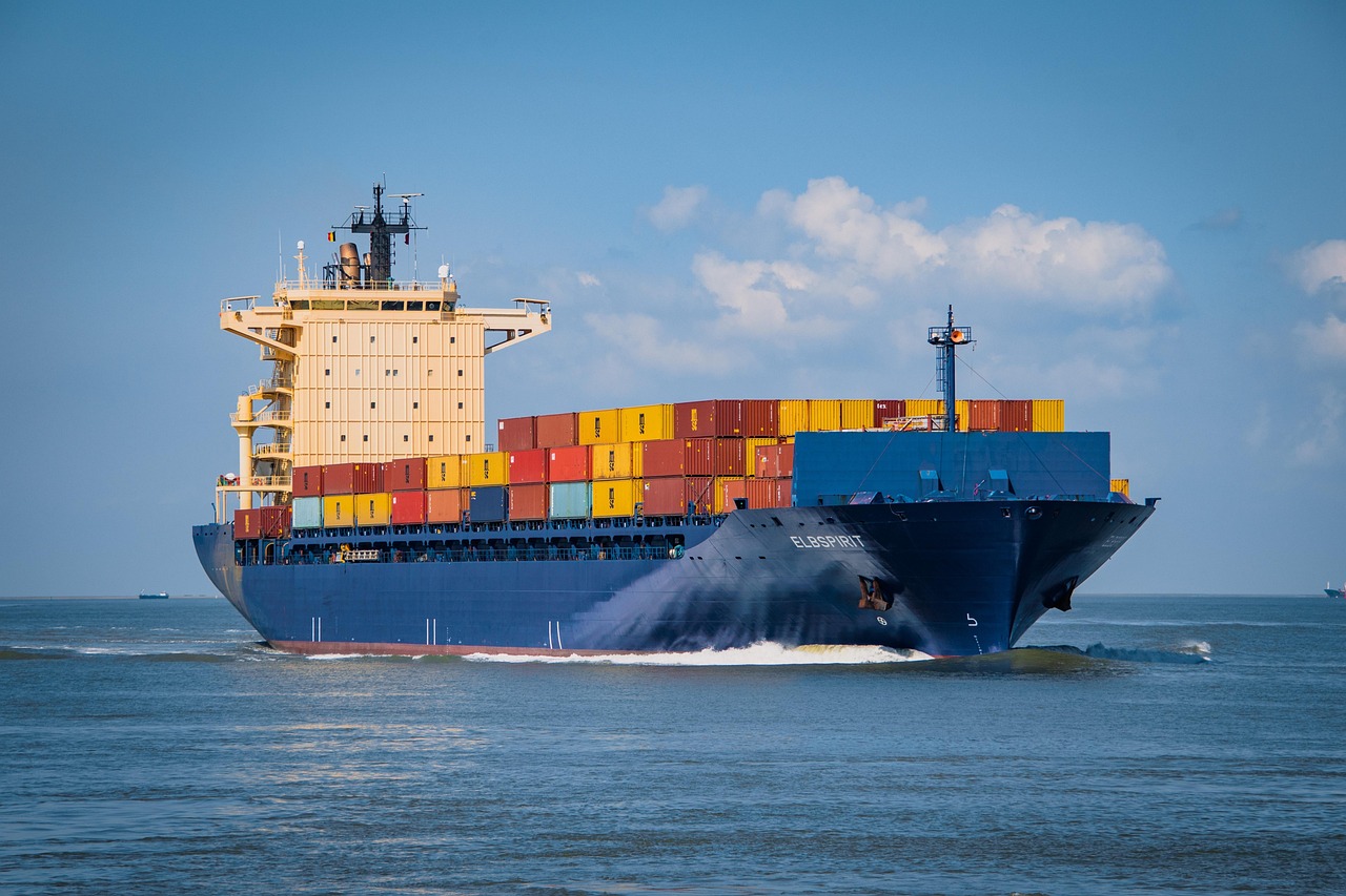 Container ship hold and stacks, cropped